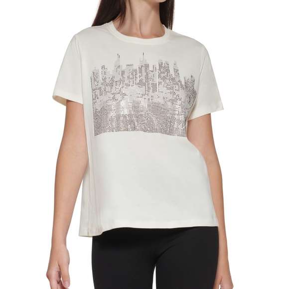 Dkny Sport Cotton Rhinestone-Graphic T-Shirt